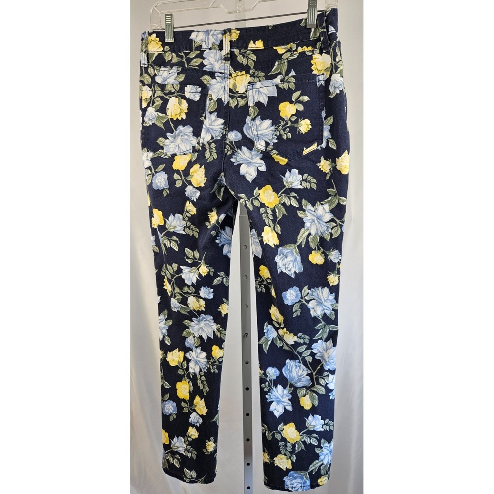 Charter Club Floral Straight Leg Pants Navy Yellow Preppy Spring Summer Women 8 - Picture 2 of 7